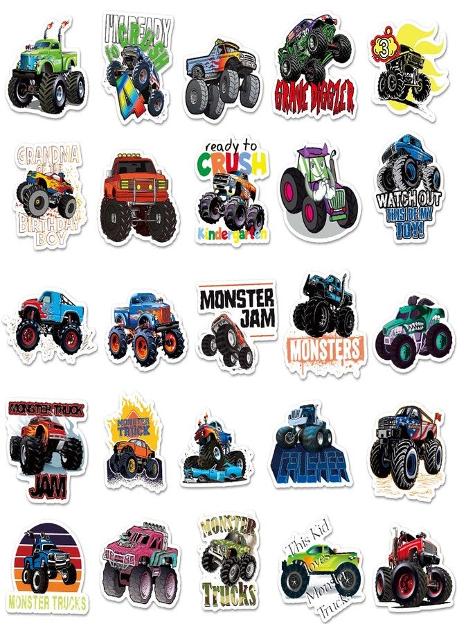 DULEFUN 50PCS Monster Truck Stickers, Truck Car Stickers for kids, Car Stickers Waterproof for Water Bottles Skateboard Car Bike Phone Case Laptop Suitcase, Monster Truck Gifts for Girls Boys Party - Image 4